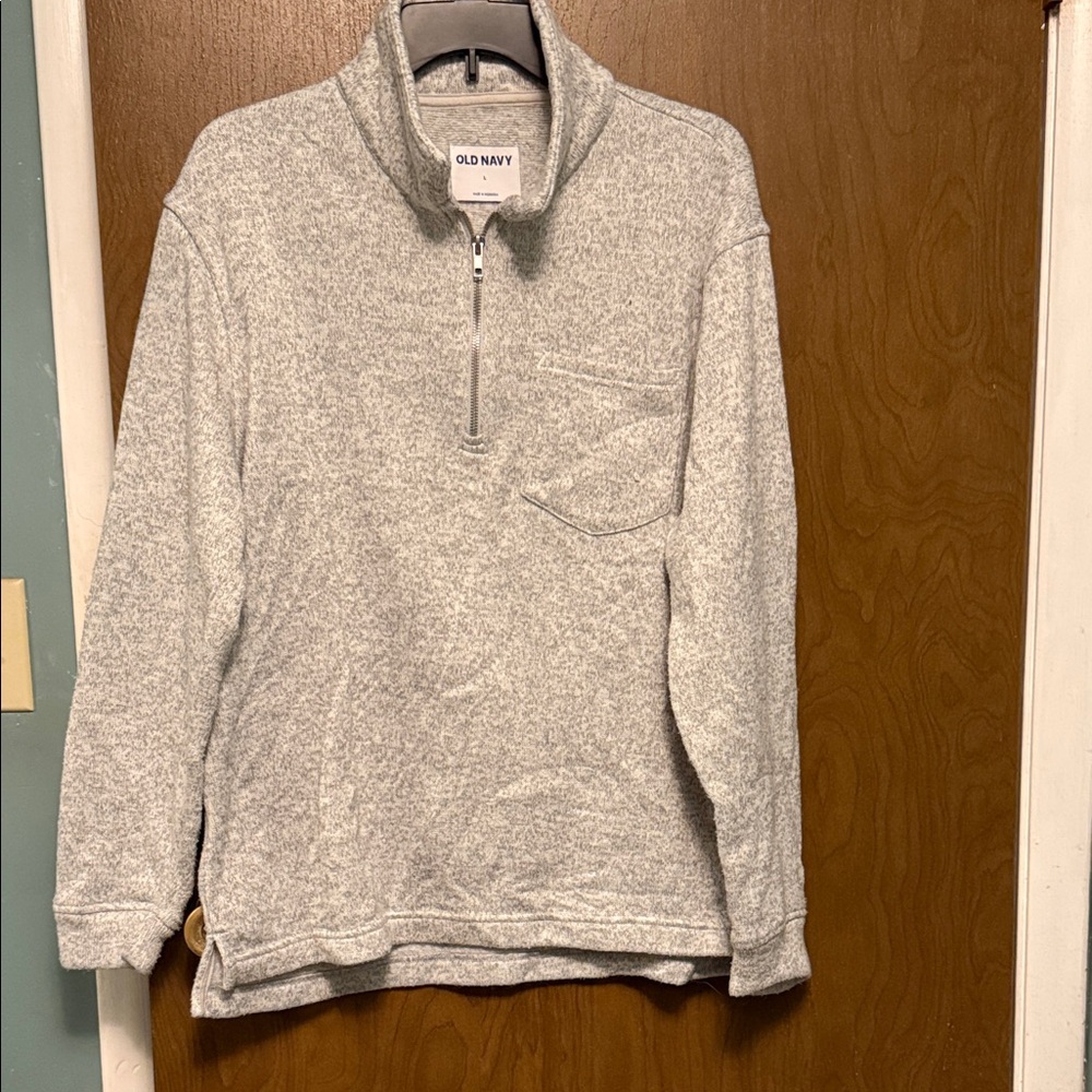 Old Navy Men’s Light Gray Quarter Zip Size L